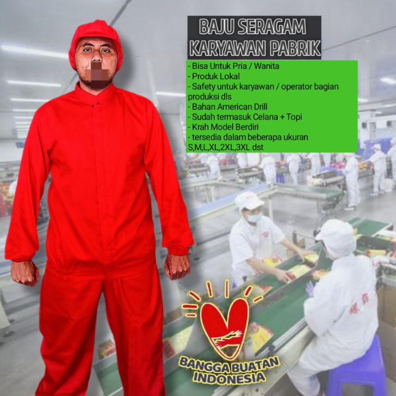 Baju Karyawan Pabrik Safety Produksi Makanan Udang Clean Room Cleanroom Lapangan