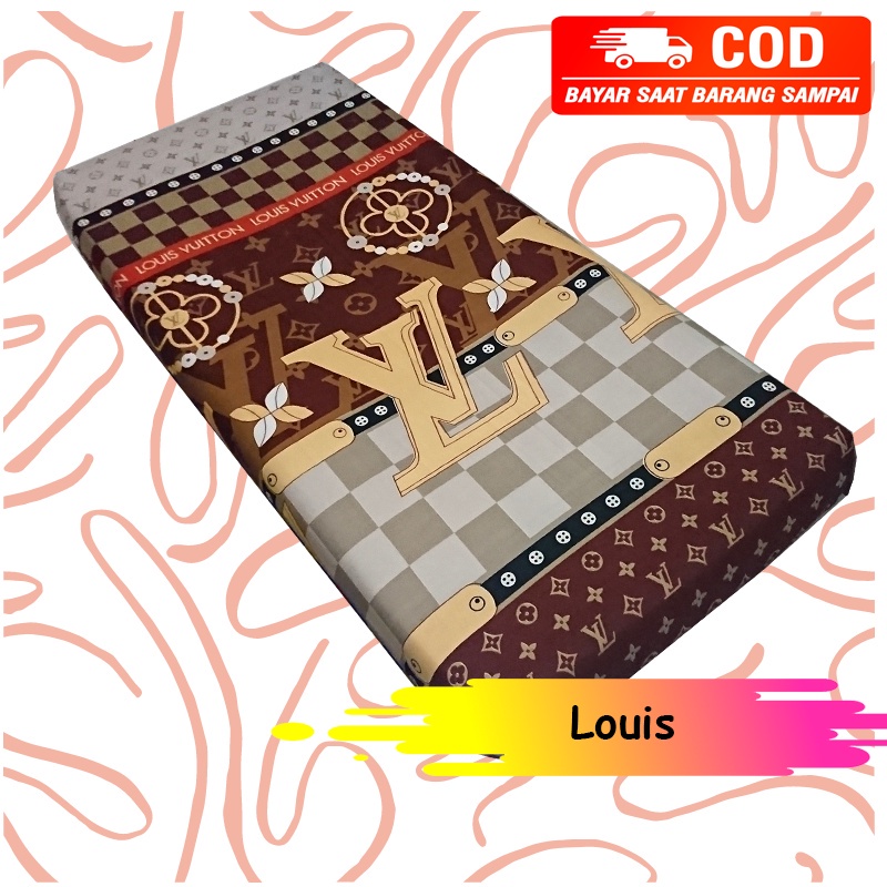 SPREI KARET KATUN PREMIUM 90/100/120 MOTIF BRAND LV COKLAT LIMITED EDITION NEW .DN