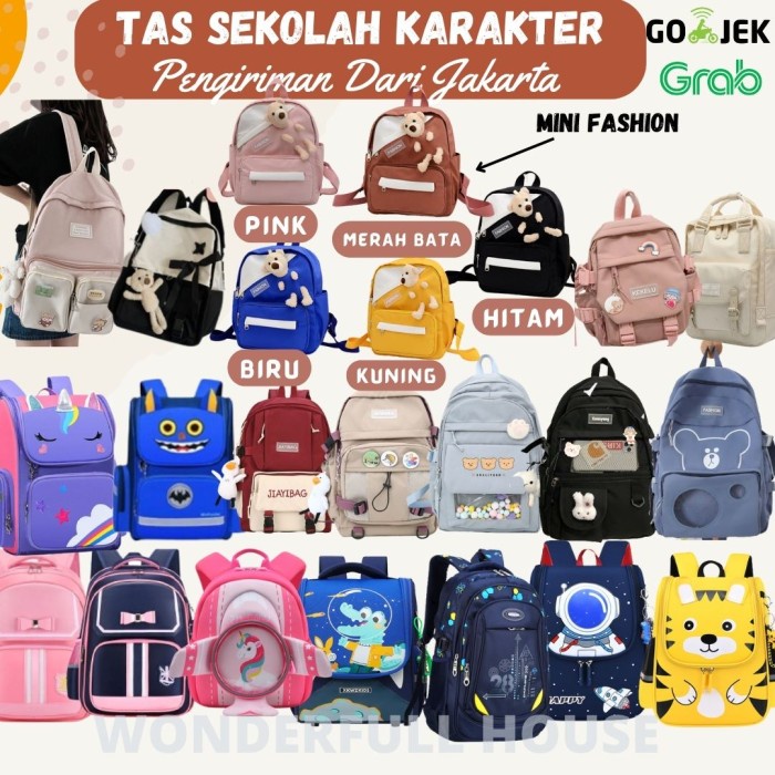 Tas Sekolah Anak Perempuan Tas Ransel Anak Backpack Wanita SD SMP SMA - Mini Fashion