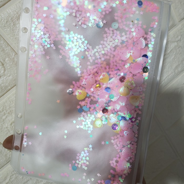 

ZIPLOCK BINDER A5 6 LUBANG RING 6GLITTER PAYET LUCU DIVIDER POCKET