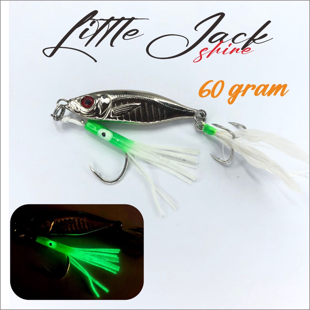 Cast Jig Little Jack Umpan Metal Jig 60 Gram + Assist &amp; Treble Bulu