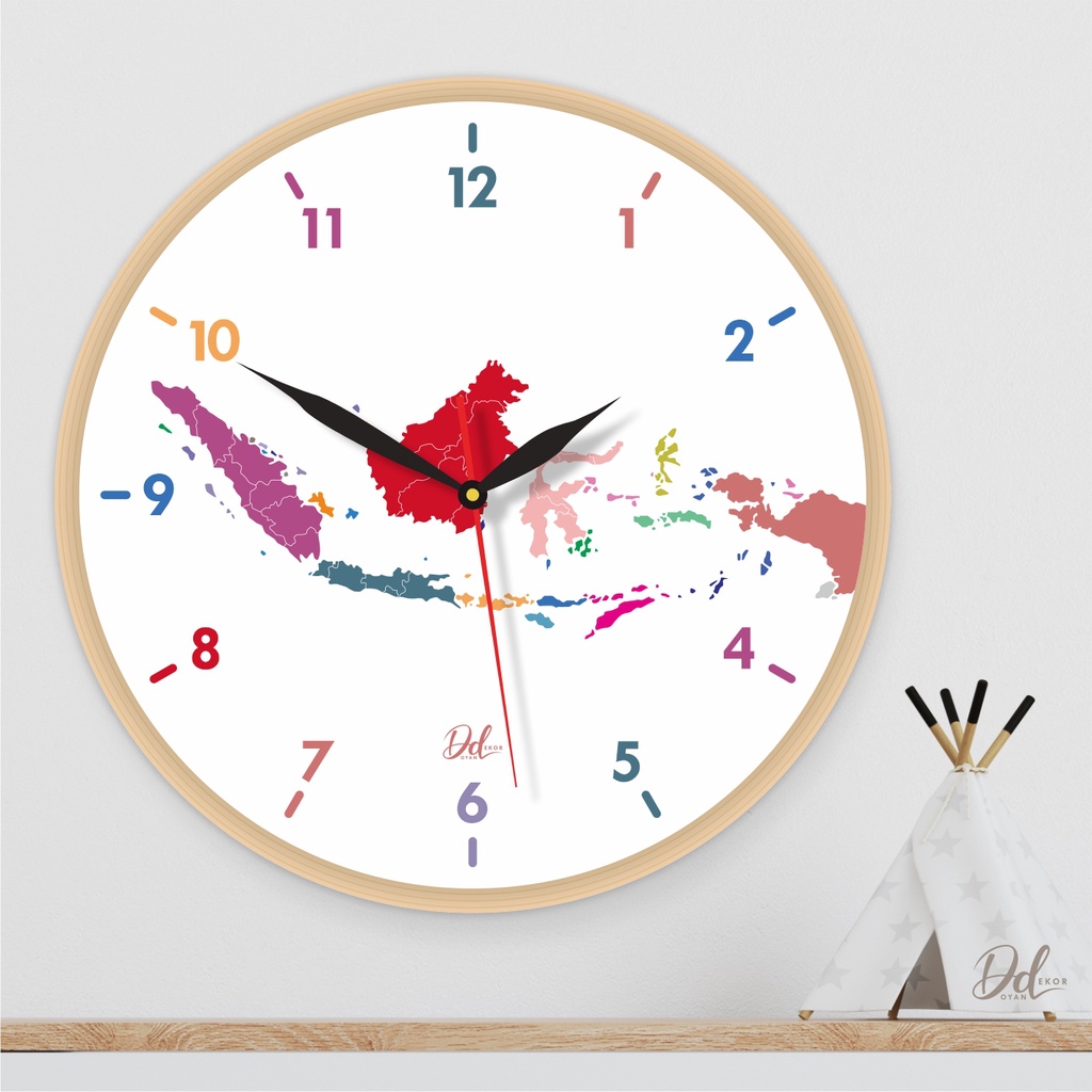 Jual Jam Dinding Aesthetic Peta Indonesia Home Decor Unik Minimalis