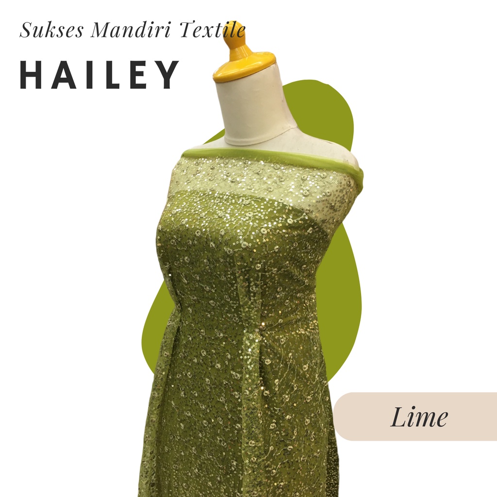 [HAILEY] Brukat Tile Sequin Tile Payet Tile Sugar Daddy Warna Lime Hijau Olive | Harga ½ meter = 50 