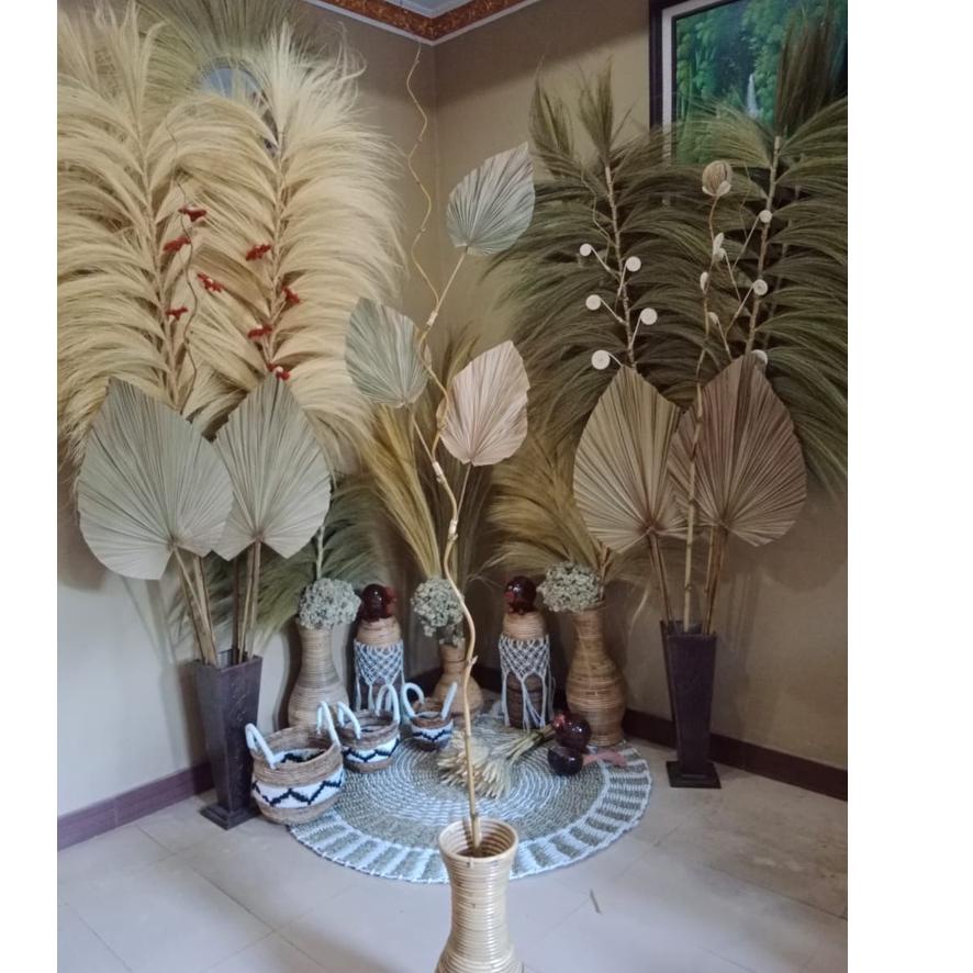 Grosir Surprise Dekorasi Daun Palem Kering/Palem Cabang/Palem Kering Mini Ulir Cabang/ Dekorasi Rust