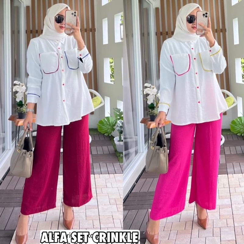 ALFA SET CRINKLE MUSLIM VIRAL HITS GROSIR MODELLANO MURAH SETCEL CRINKLE TERBARU MODEL KANTONG PUTIH