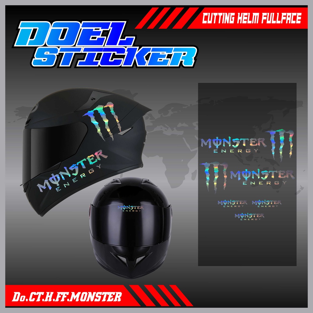 Sticker Cutting Helm Full Face Hologram MONSTER Doel