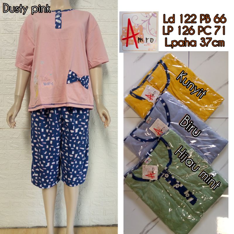 Amro Setelan Jumbo Piyama Baju Tidur Bahan Kaos