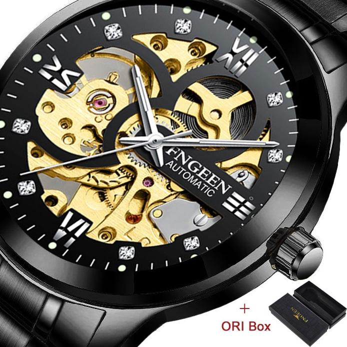 ✦✧✦ FNGEEN 6018 Mekanik Otomatis Jam Tangan Pria Luxury Stainless Steel Original Anti Air Automatic Watch