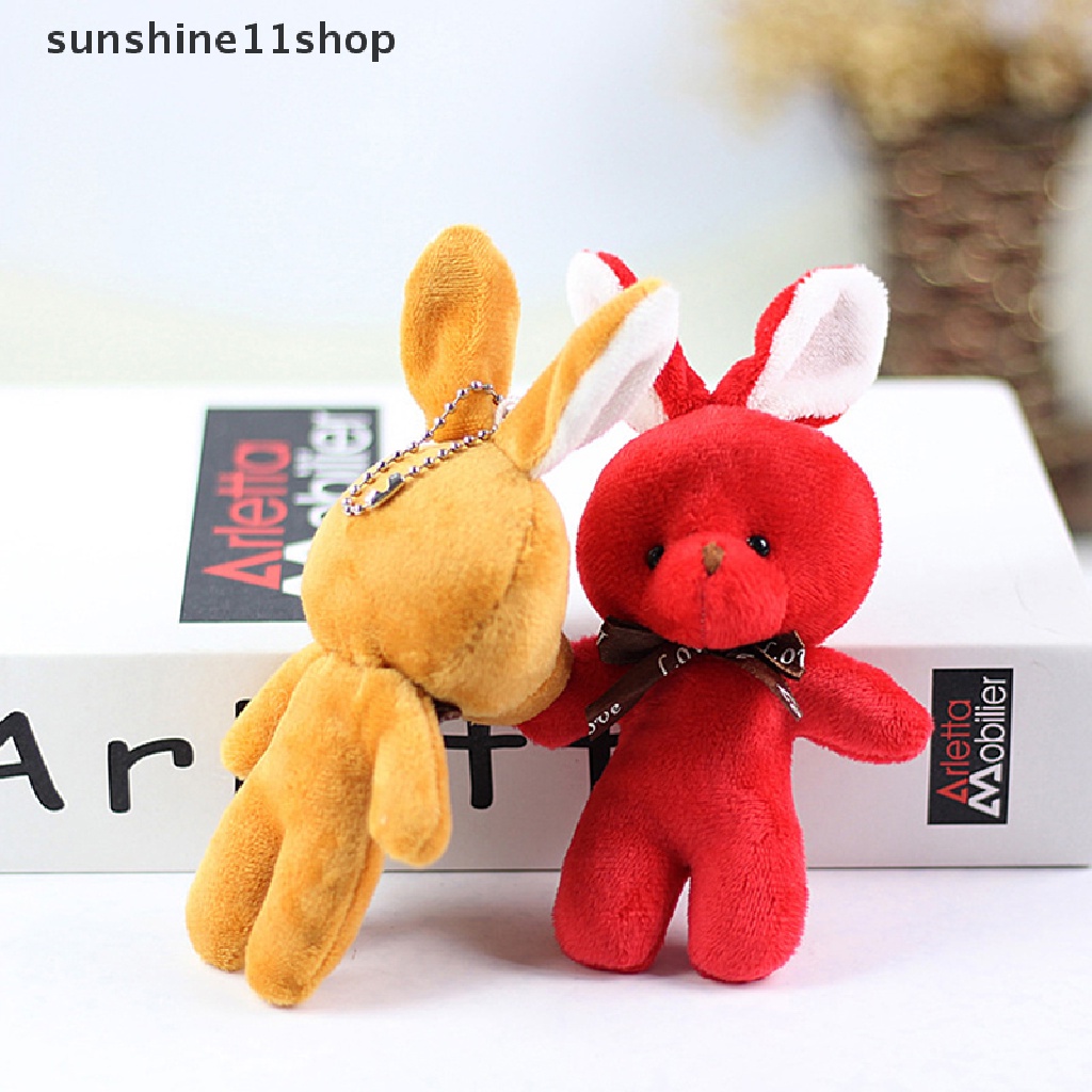 Sho Boneka Kelinci Boneka Kelinci Plush Toy Dasi Kupu Terang Sutra Rabbit Plush Toy Plush Toy Hadiah Kecil Untuk Pesta Pernikahan Gantungan Kunci Tas Ponsel Liontin PP Kapas Boneka Lembut Kelinci N