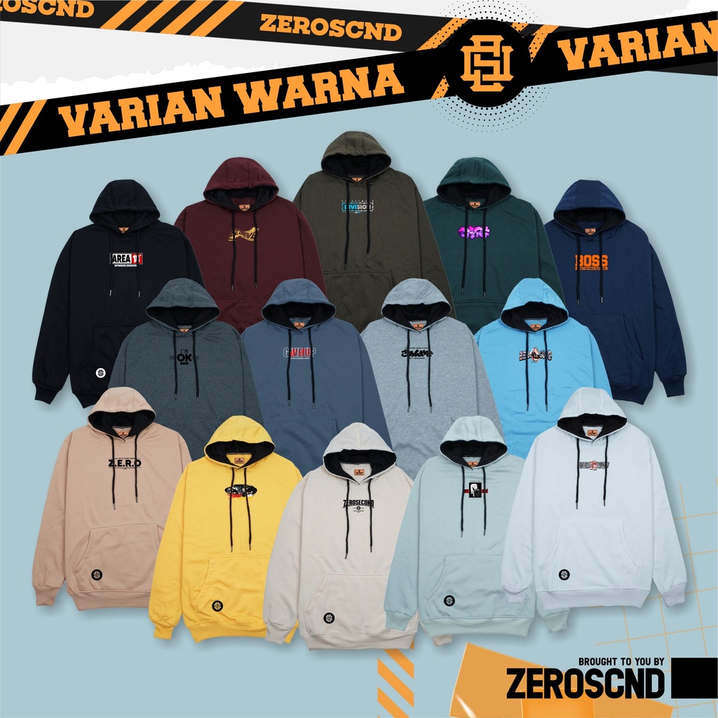 Zero.Second Sweater Hoodie Pria Autentic Logo ZS Warna CREAM Bahan Catton Flecee Gramasi 280S Permium Tebal Full Varisn Warna