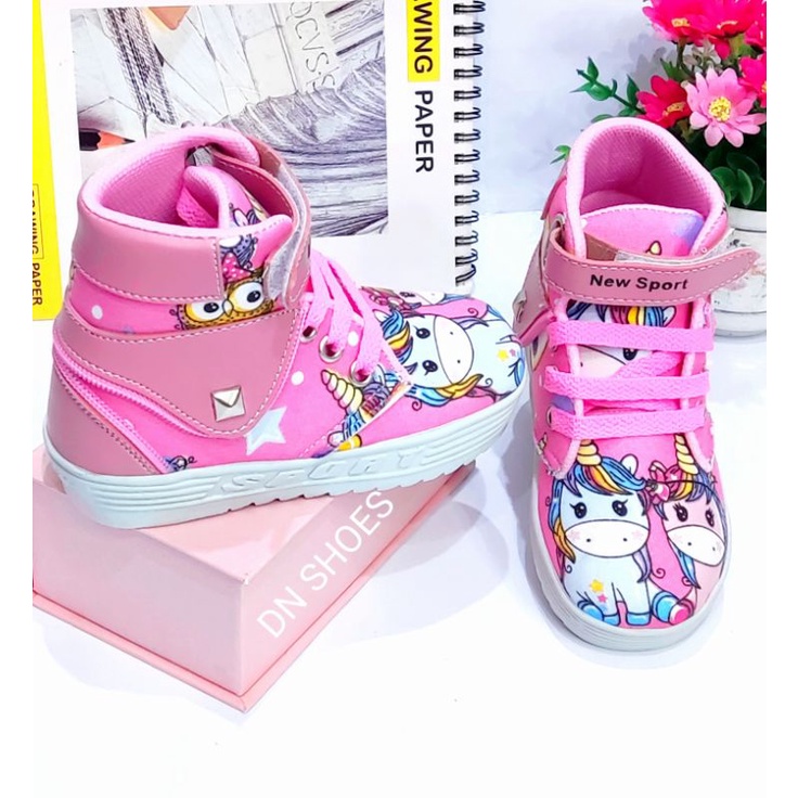 Boots Anak Sepatu Anak Perempuan Karakter Uniqorn Pink