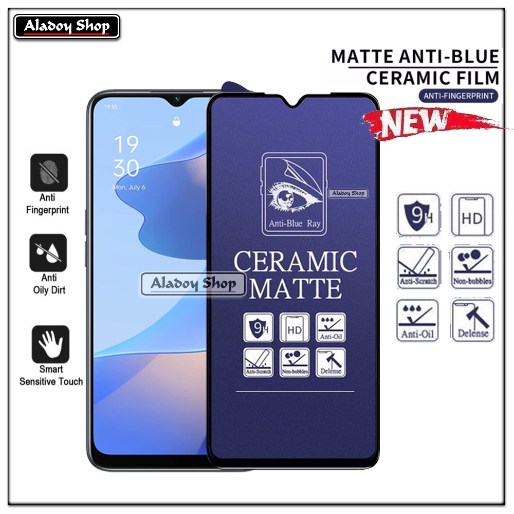 PAKET 3IN1 Anti Gores Blue Matte Anti Glare Oppo A16/A16S + Tempered Glass Camera dan Skin Carbon