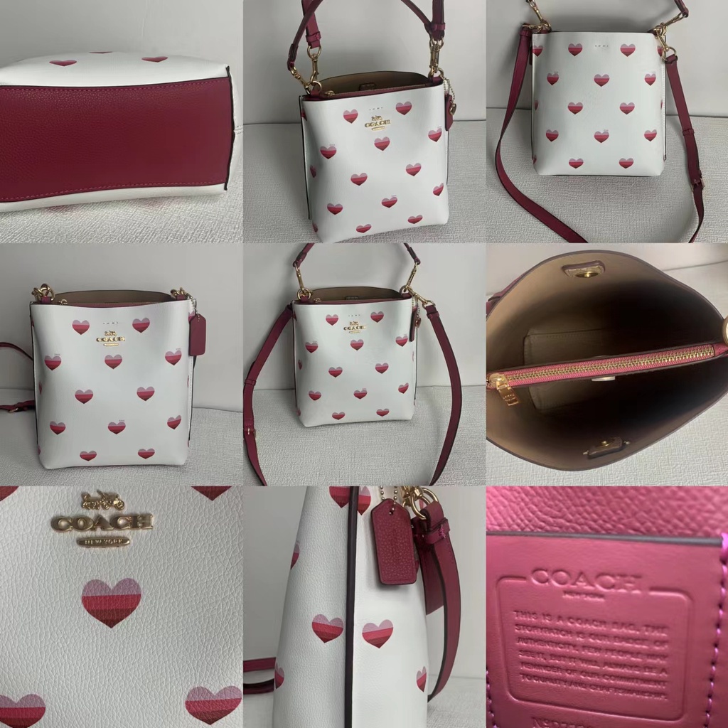 TAS WOMEN WANITA MOLLIE BUCKET BAG 22 WITH STRIPE HEART PRINT CA249