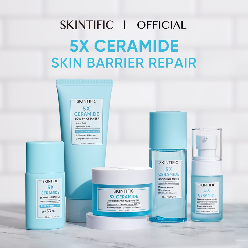 SKINTIFIC - 5X Ceramide Barrier Repair Moisturize Gel Pelembab Wajah /5X Ceramide Cleanser Sabun Cuci Muka/5X Ceramide Barrier Repair Serum/BARRIER PROTECT SUNSCREEN/5X Ceramide Soothing Toner