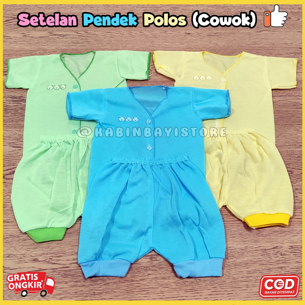 3 Pcs Setelan Baju Pendek dan Celana Pendek Polos Bayi