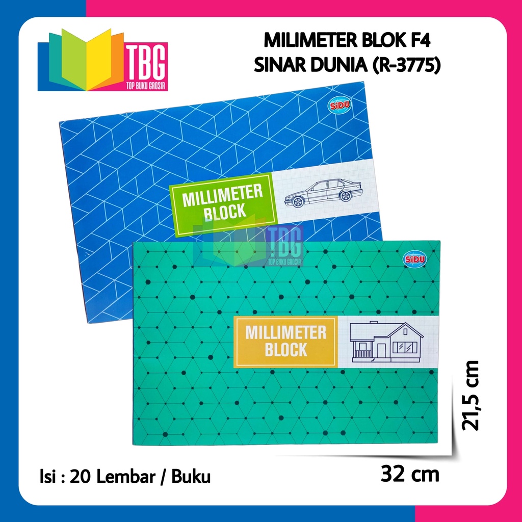 

1 PCS (20 LEMBAR) MILIMETER BLOCK F4 SINAR DUNIA/ KERTAS MILIMETER FOLIO/ GRAPH PAPER PAD (R-3775)