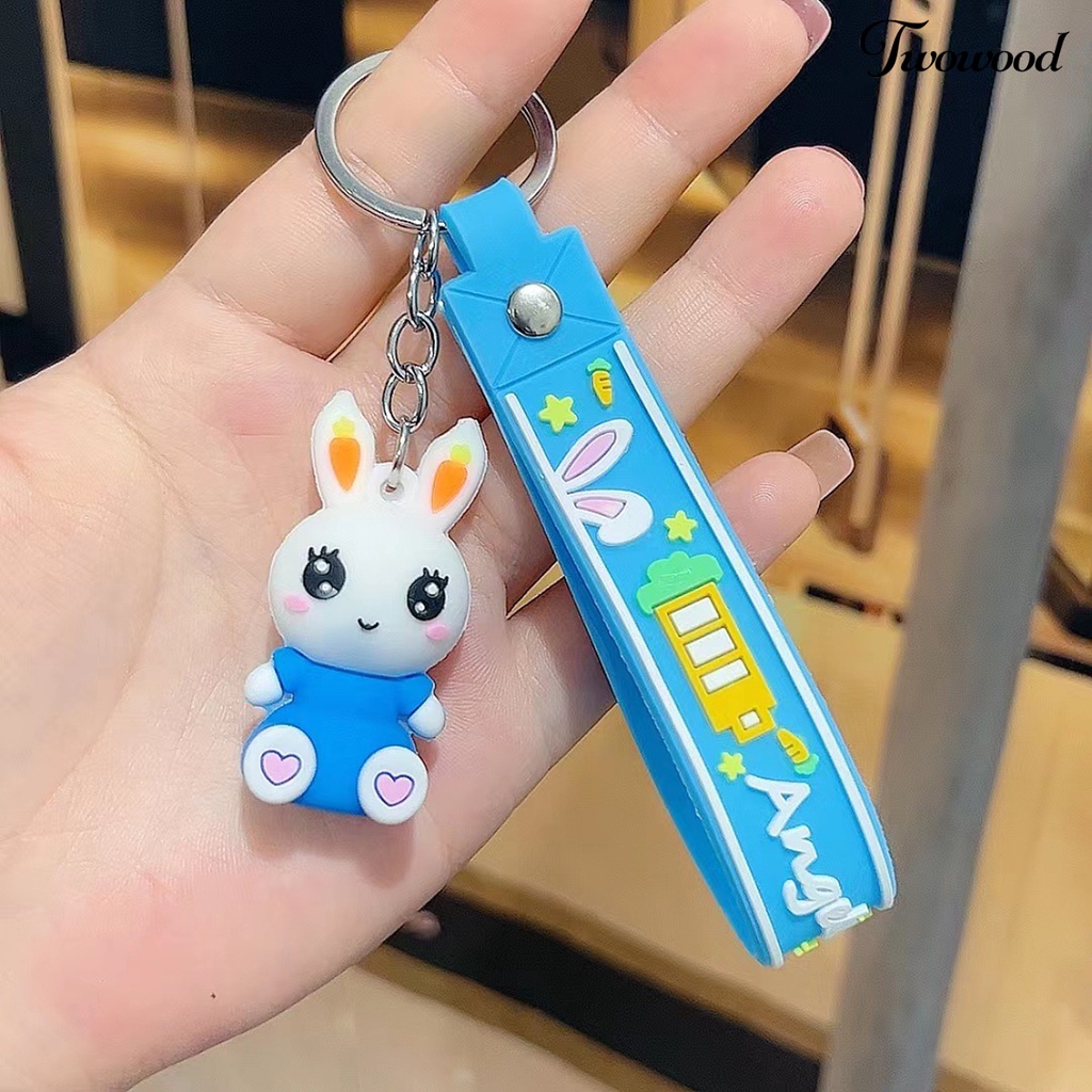 Twowood Key Pendant Good-looking Kartun Indah Hias Aplikasi Lebar Menghias Warna Hidup DIY Boneka Tiga Dimensi Bunny Keychain Untuk Ransel