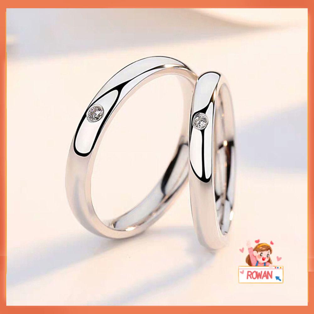 R-flower Couple Ring Adjustable Wedding Light Perhiasan Fashion Mewah