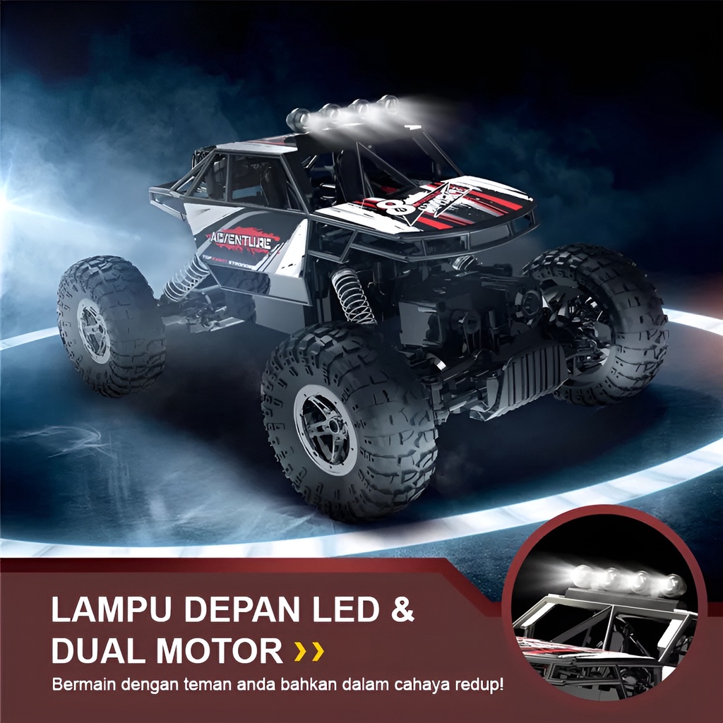 Mobil RC Rock Crawler Kuat 1:14 Metal | Mainan Anak Laki Laki Mobil Mobilan Remote Control | Kado Ulang Tahun Anak Cowok