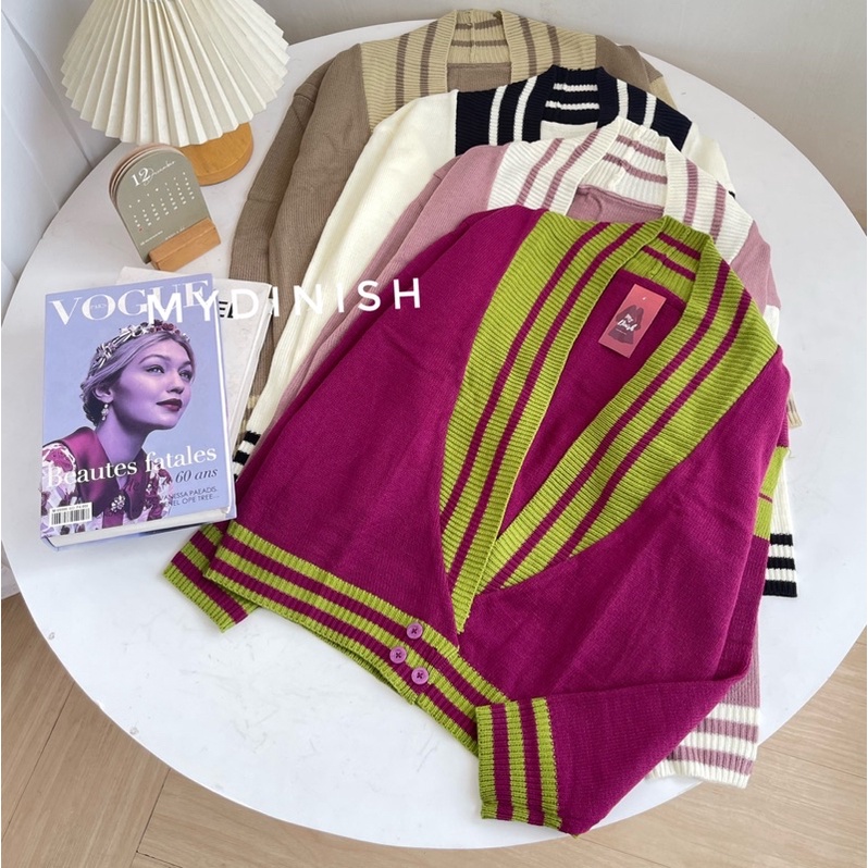 Joly Cardy - Kardigan Wanita Terbaru Motif Garis