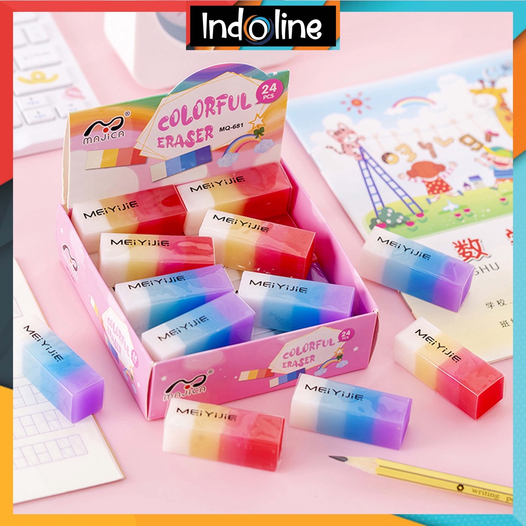 

✔️ Penghapus Pensil Motif Warna Warni Colorful Eraser Import COD