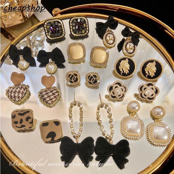 IFYOU Fashion Busur Kamelia Mutiara Anting Kamelia Untuk Wanita Vintage Perak Stud Earrings Perhiasan Aksesoris