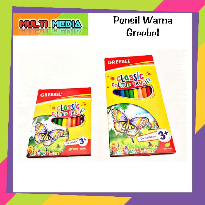 Jual Pensil Warna Colour Pencils Greebel 12 Warna Pendek Panjang
