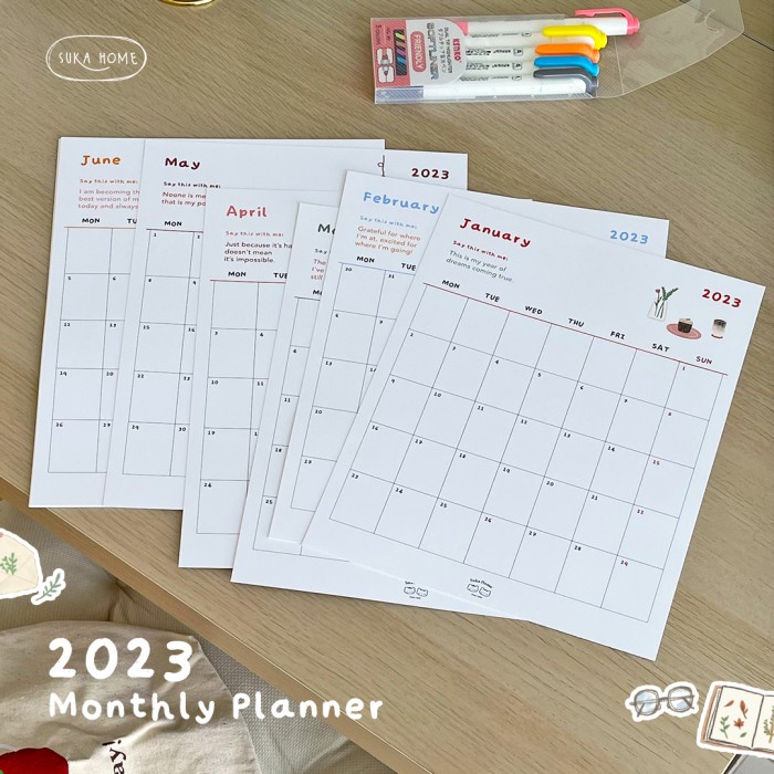 

✨NEW✨ - Kalender Agenda Lucu ala Korea Printables Aesthetic Monthly Planner