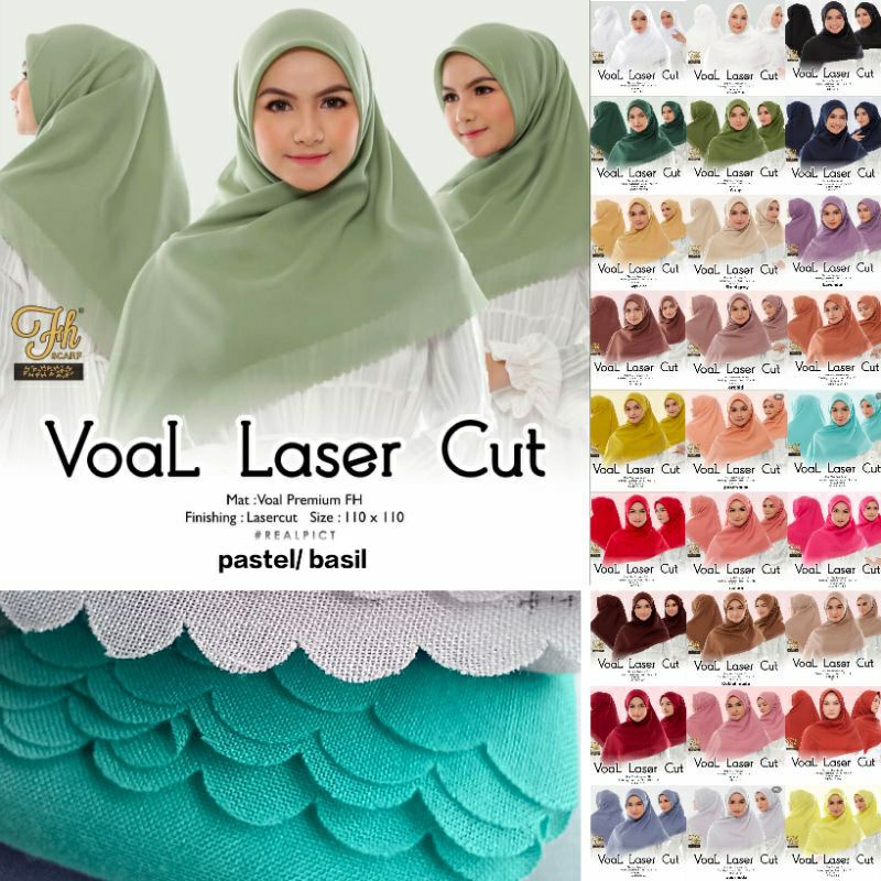 PROMO VOAL FH SCRAFT KERUDUNG SEGI EMPAT POLOS LASERCUT BAHAN MUDAH DI BENTUK BISA BUAT SERAGAMAN PA