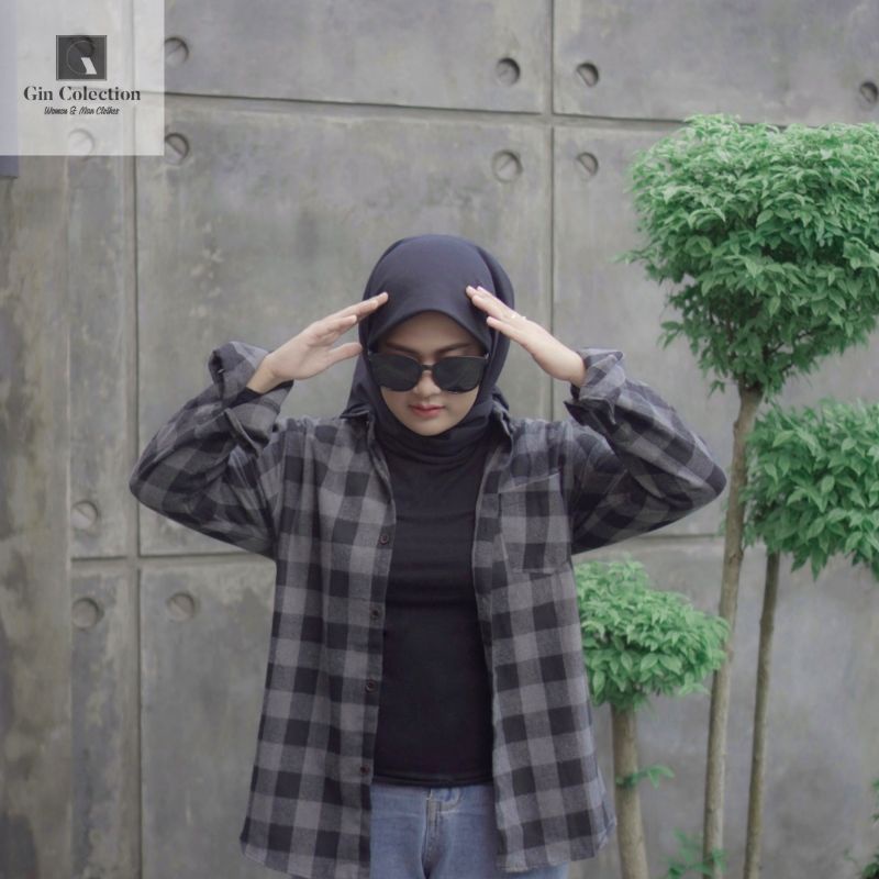 Kemeja Flanel Wanita Lengan Panjang Flannel Wanita Kotak Kotak Atasan Baju Kemeja Wanita Best Seller