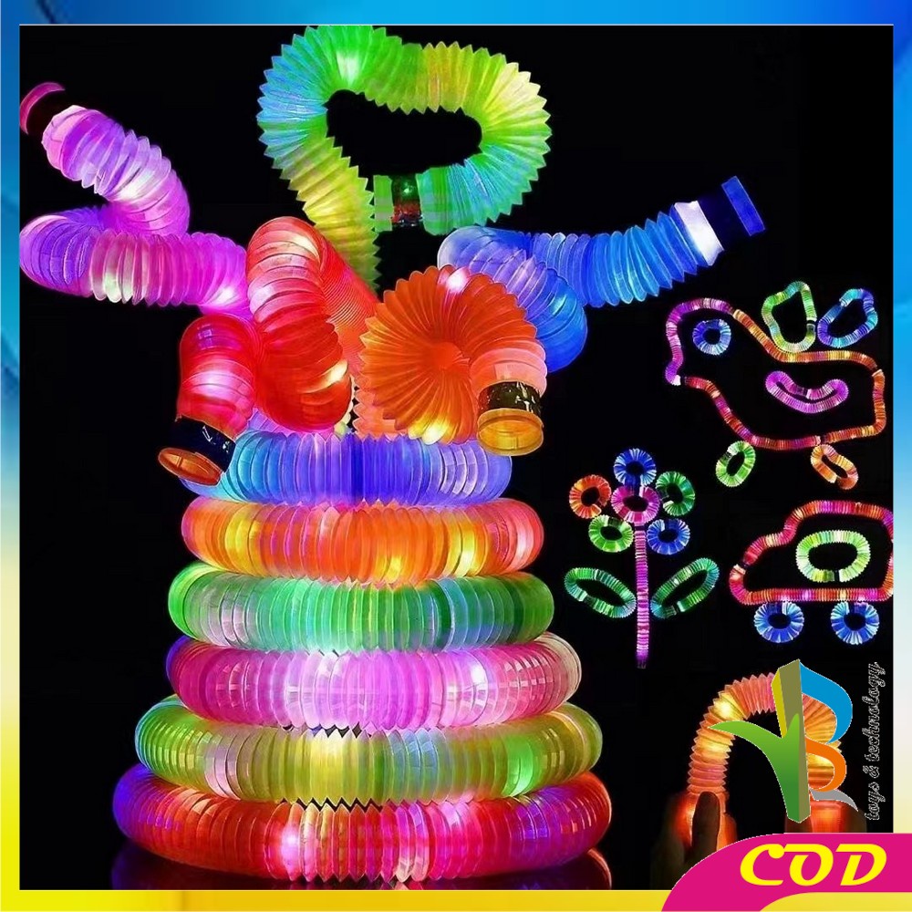 RB-M296 Mainan Anak Light Up Pop Pipes Led / Fidget Pop Tubes Sensory Toys / Maenan Kreasi Lampu Stick Selang Pipa Anak