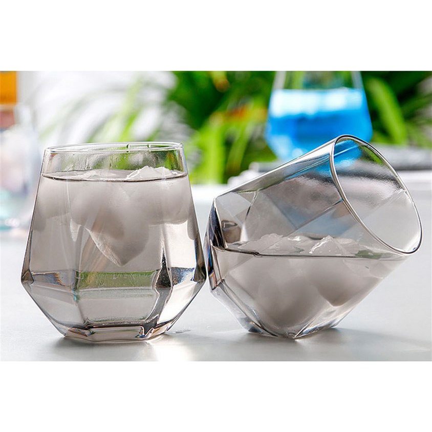 Glass Cup Wine Glass Cangkir Kaca Diamond Crystal Gelas Cangkir Minum Air Teh Kopi 310 ml