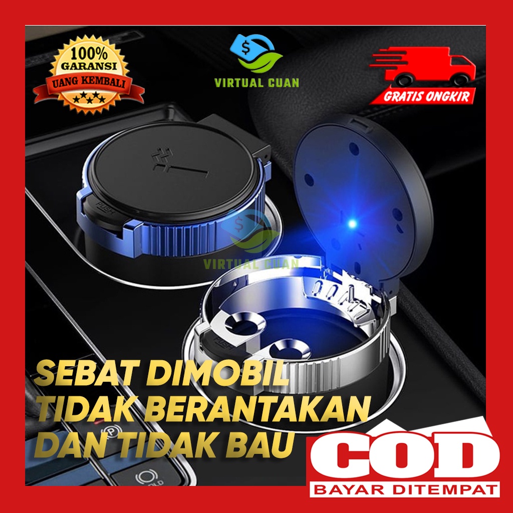 Asbak Mobil lampu LED Stainless Steel Aksesoris Mobil Ashtray with Cover Creative Personality