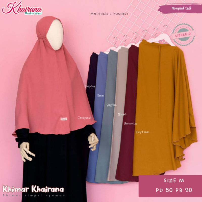 KHAIRANA  Khimar syar'i Khimar Bergo Khimar Thalia Nonpad by Size M