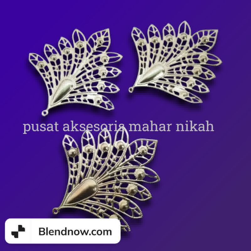 lempeng/carm model ekor merak warna gold,untuk aksesoris mahar,bros,bahan craft hantaran