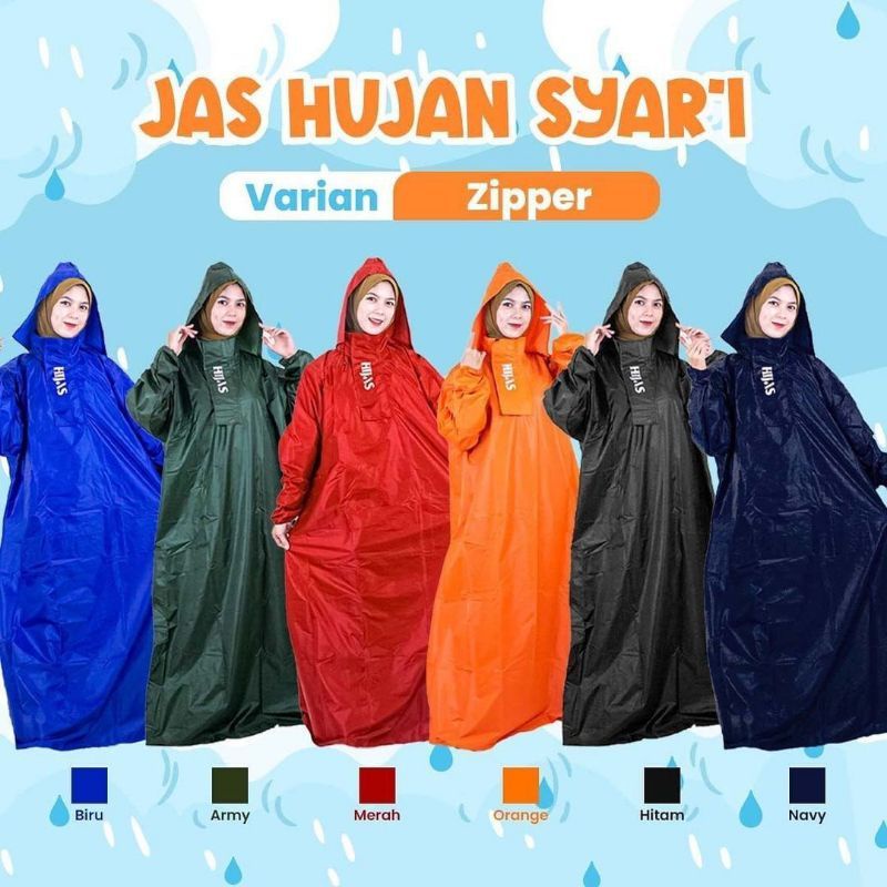 [BEST SELLER] JAS HUJAN SYAR'I HIJAZ ZIPPER MUSLIMAH