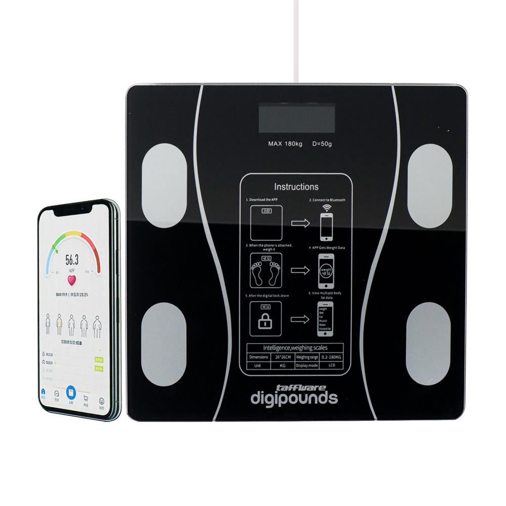 Timbangan Digital Health Scale 180 KG Rechargeable Timbangan Badan Digital USB Timbangan BB 180kg Timbangan Elektrik Digital Bluetooth