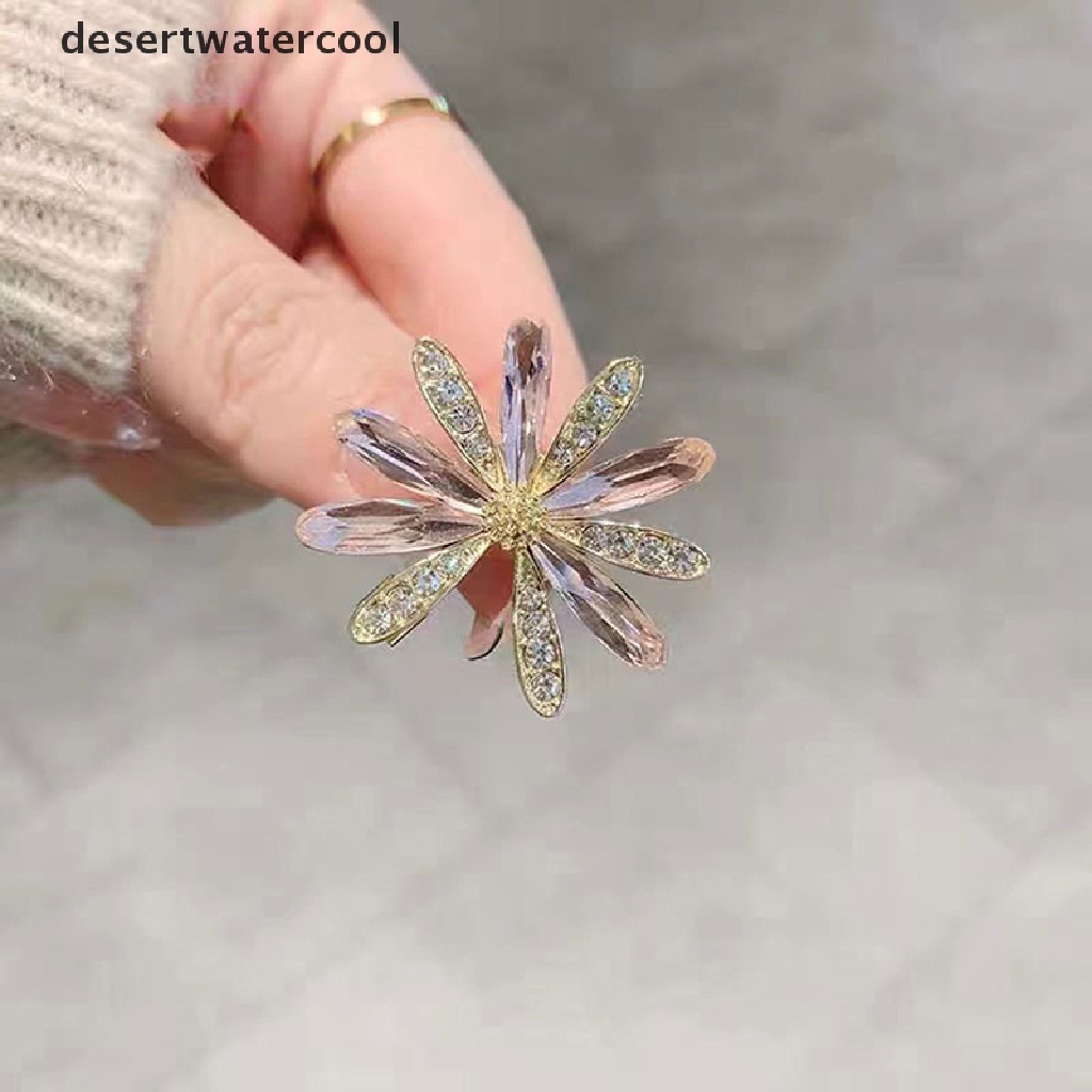 Deid Korea Kristal Kaca Bunga Daisy Bros Perempuan Sederhana Bros Jas Mantel Aksesoris Perhiasan Pernikahan Kasual Broche Hadiah Anti Slip Pin Untuk Jas Martijn