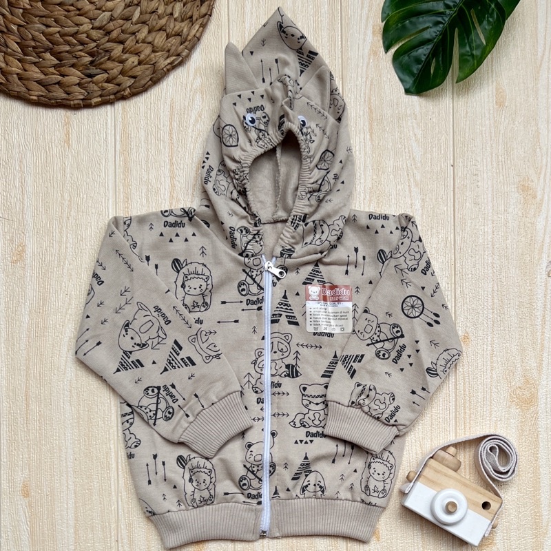 Jaket Bayi DADIDU INDIAN BEAR Bahan Sweater Mantel Bayi Hangat Kupluk Kuping Anak Usia 0-18 Bulan Faw Babyshop