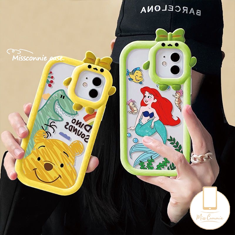 Redmi A1+9T 10A 9 10 9C NFC 9A 10C Mi 11 Lite Redmi Note 11Pro+10 8 9 11 11s 10Pro Max Plus X3 M3 Pro 3D Bow Monster Lens Lucu Disney Mermaid Kartun Winnie the Pooh Sarung