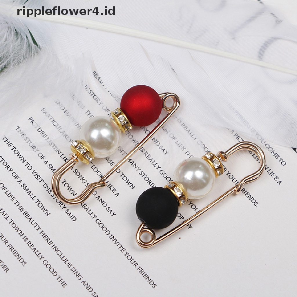 {rippleflower4.id} Multi-warna Pin Simulasi Mutiara Berlian Imitasi Bros Logam Pin Gesper Untuk Wanita~