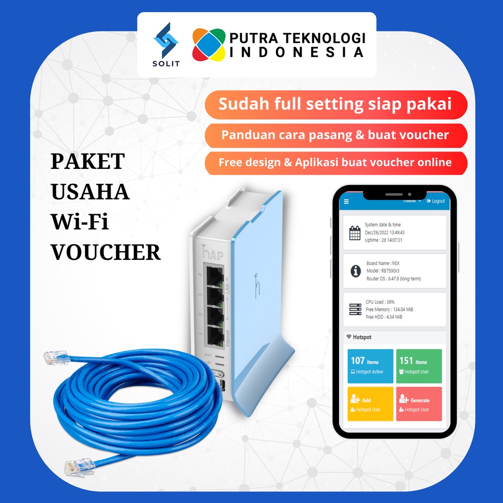 PAKET USAHA WIFI VOUCHER MIKROTIK RB941-2nd FULL SETTING BISA UNTUK USAHA WIFI VOUCHER RT RW NET