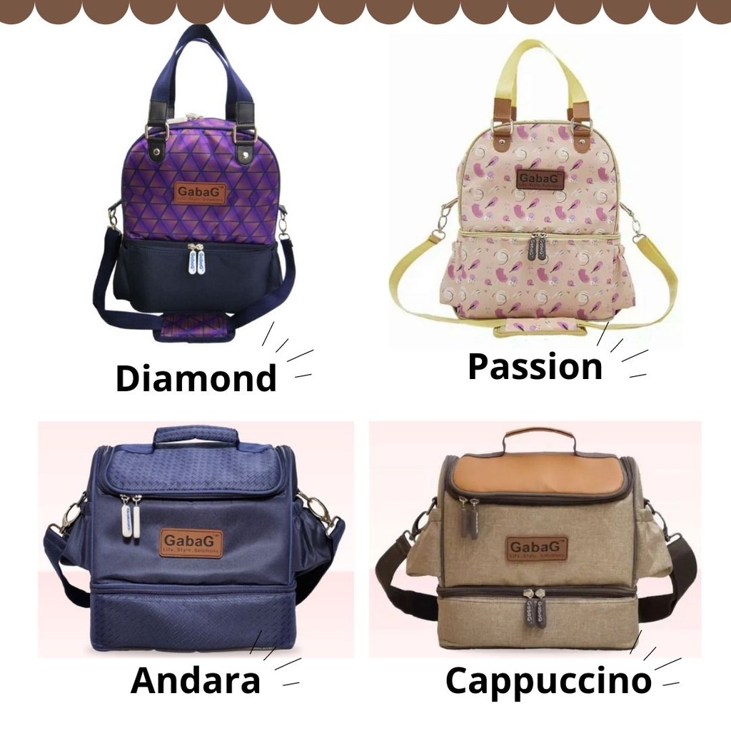 Gabag Cooler Bag Double Sling Thermal Bag Sensor - Diamond / Passion / Andara / Cappuccino / Tas Cooler Pendingin Asi Bayi