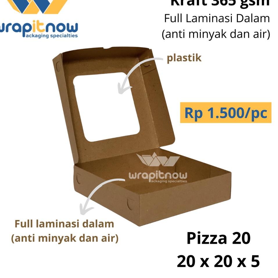 

(Y-2-Y♥☞) (isi 50 pcs) Dus Kraft 20x20x5 Laminasi// dus pizza/ dus roti sobek/ box kraft/ dus kurma/ pabrik dus murah