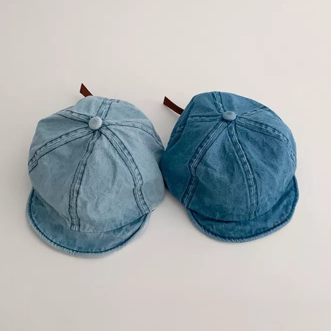 Topi baseball anak MOTIF POLOS DENIM topi baby 1-3 tahun / topi kekinian ala korea