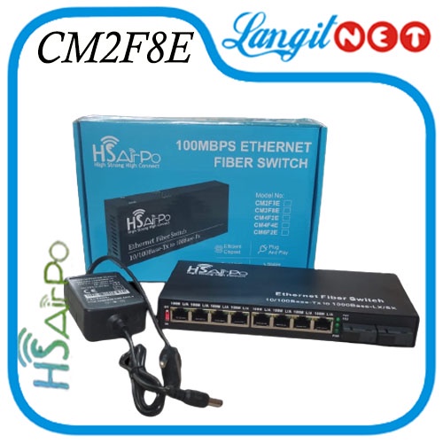 HSAIRPO CM2F8E MEDIA CONVERTER 2 FIBER 1000M 8 ETH 10/100