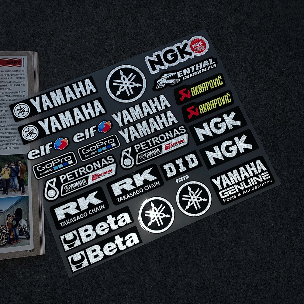 Yamaha Stiker Reflektif Lencana Sepeda Motor Skuter Sepeda Motor Menghias Stiker Helm Tubuh Modifikasi Decal Tahan Air Untuk Gravis MIO i 125 Fz16 XSR 155 Aerox 155 ytx 125 R3 VEGA R15 RS100 X1 sz visor sniper 150 Xmax 300 f1zr