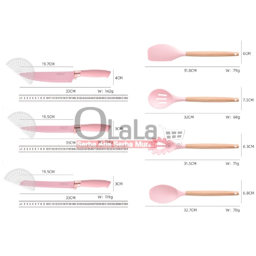 SPATULA SILICON SET 19 PCS ALAT MASAK SERBAGUNA TAHAN PANAS TM-4299