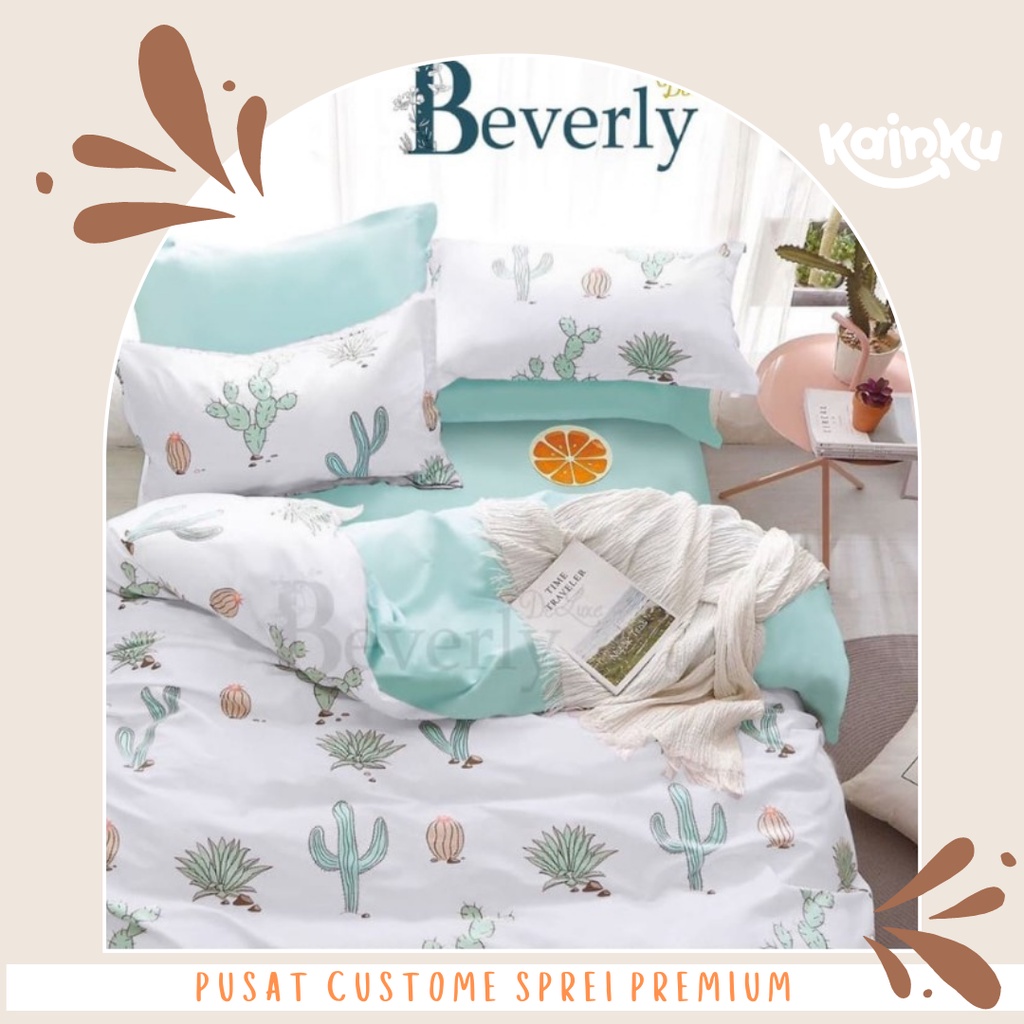 Sprei Anti Geser Katun | minimalis bunga daun leaf hijau | ukuran 90 100 180x200