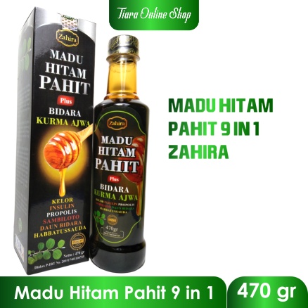 Madu Hitam Pahit Plus Daun Bidara 470 gr | Madu Hitam Pahit Kurma Ajwa | Insulin | Sambiloto | Madu Diabetes
